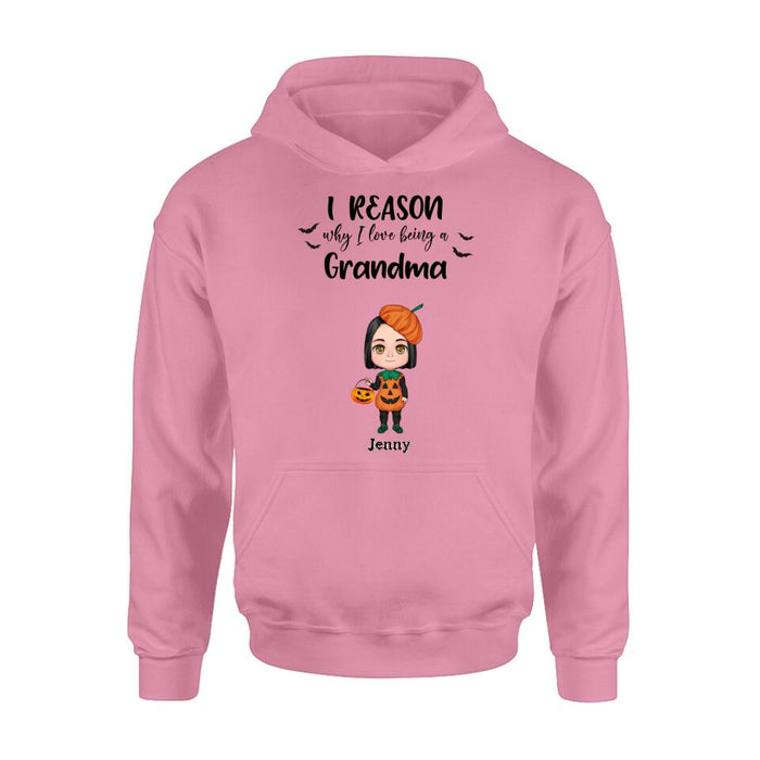 Personalized Halloween Kids Shirt - Up to 10 Kids - Halloween Gift Idea For Grandma/Granpa - Reason Why I Love Being A Grandma