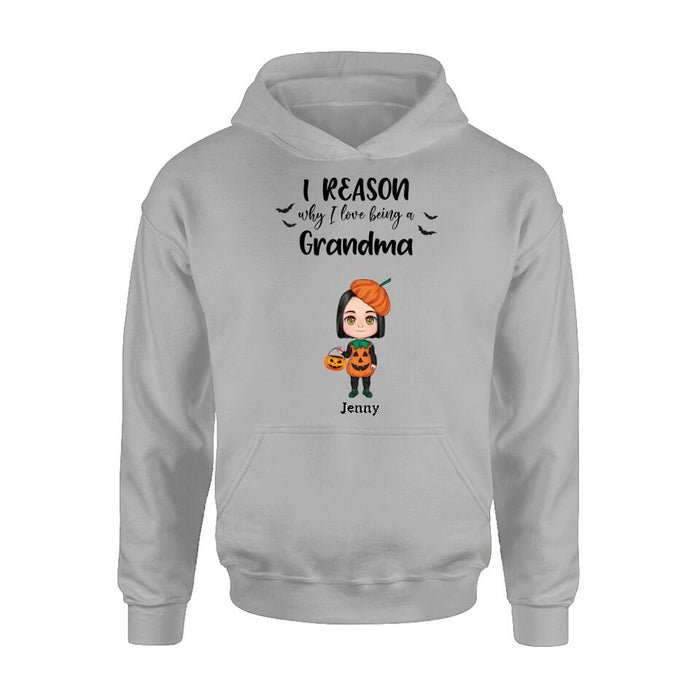 Personalized Halloween Kids Shirt - Up to 10 Kids - Halloween Gift Idea For Grandma/Granpa - Reason Why I Love Being A Grandma