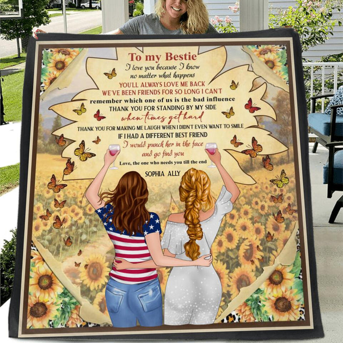 Personalized Besties Quilt/Fleece Blanket/Pillow Cover - Gift Idea For Besties - To My Bestie I Love You