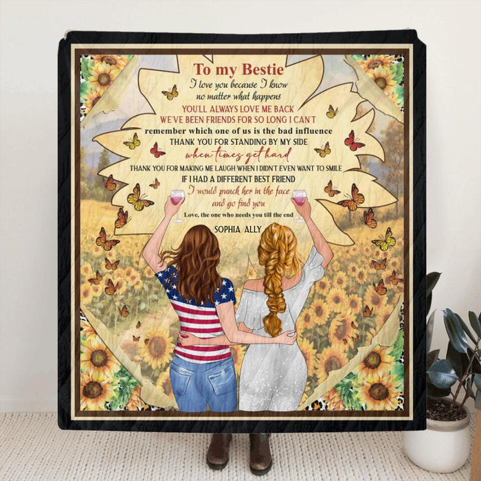 Personalized Besties Quilt/Fleece Blanket/Pillow Cover - Gift Idea For Besties - To My Bestie I Love You