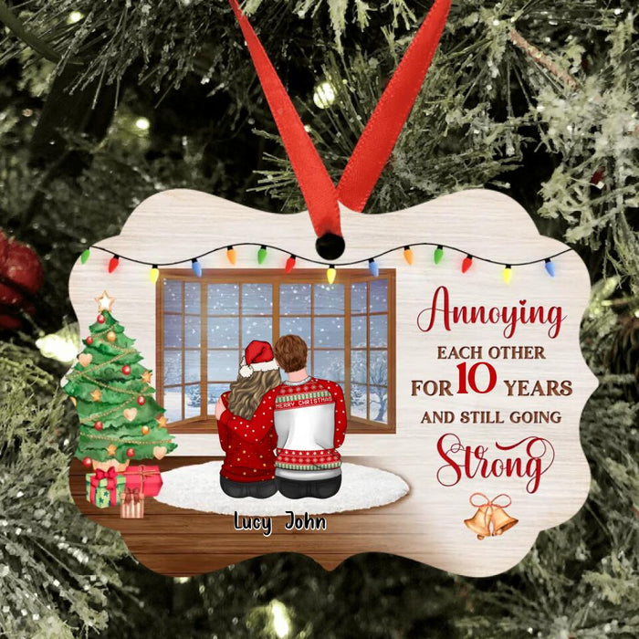 Personalized Annoying Anniversary Couple Ornament - Gift Idea For Couple/Christmas/Anniversary - Couple With Up to 4 Dogs - Annoying Each Other For 10 Years And Still Going Strong