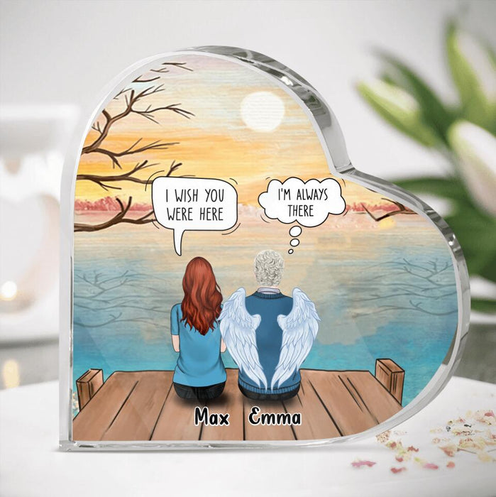 Personalized Dad Memorial Heart-Shaped Acrylic Plaque - Memorial Gift Idea For Father's Day From Daughter - Dad, I Miss You More Than Anything