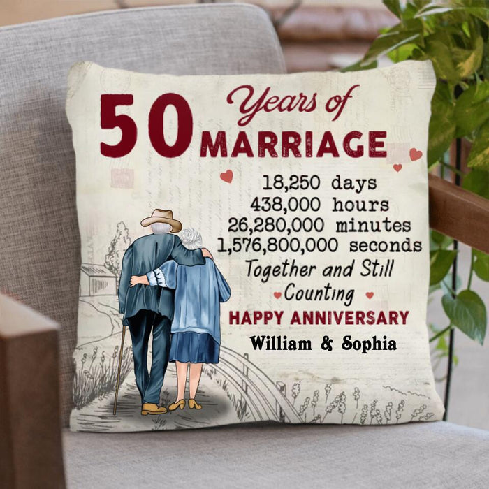Personalized Couple Anniversary Pillow Cover - Gifts Idea For Wedding Anniversary - Together And Still Counting