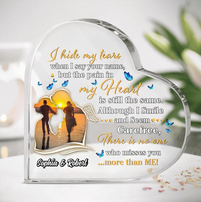 Personalized Memorial Acrylic Plaque - Memorial Gift Idea For Couple - There Is No One Who Misses You More Than Me