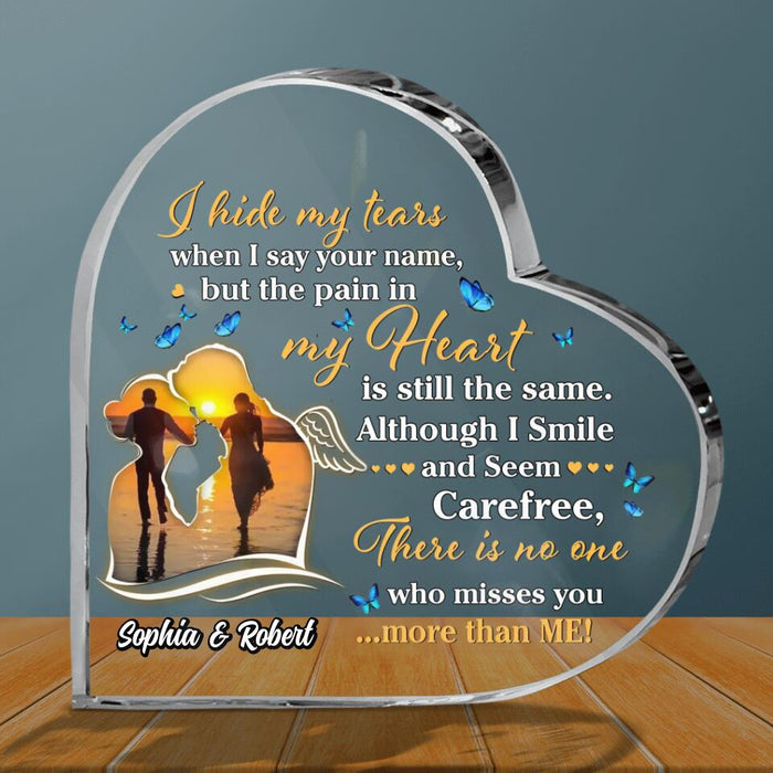 Personalized Memorial Acrylic Plaque - Memorial Gift Idea For Couple - There Is No One Who Misses You More Than Me