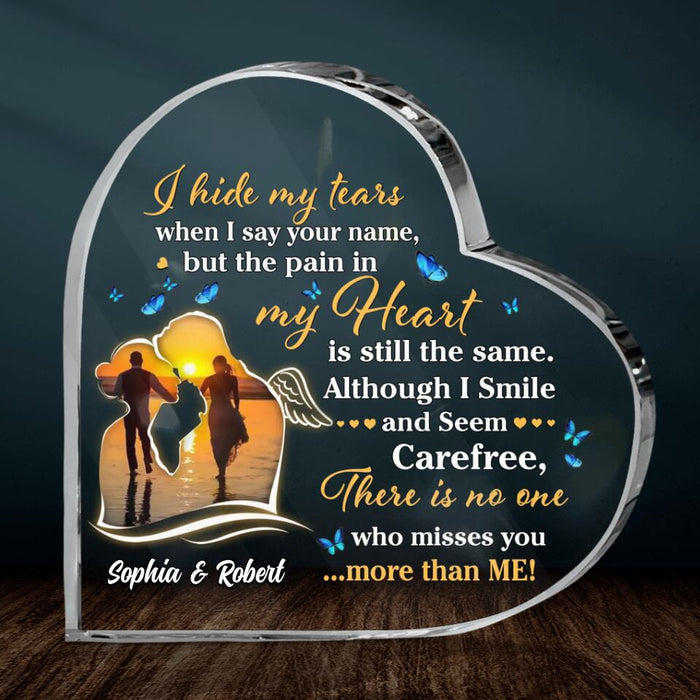 Personalized Memorial Acrylic Plaque - Memorial Gift Idea For Couple - There Is No One Who Misses You More Than Me