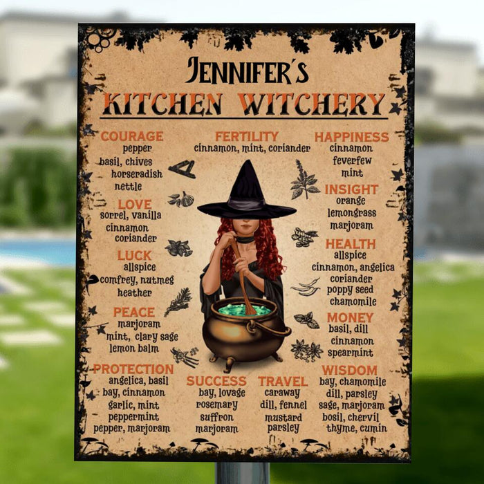 Personalized Kitchen Witchery Metal Sign - Gift Idea For Halloween/Witches/Friends