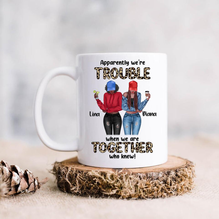 Personalized Leopard We're Trouble Besties Coffee Mug - Gift Idea For Best Friend - We're Trouble When We Are Together