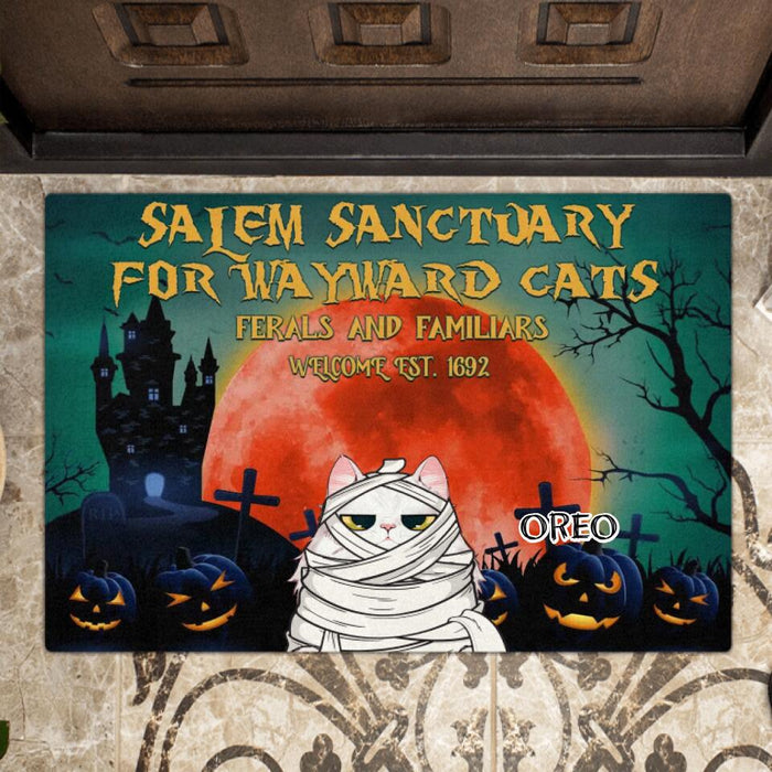 Personalized Wayward Cats Doormat - Up to 5 Cats - Gift Idea For Cat Lover - Salem Sanctuary For Wayward Cats Ferals And Familiars