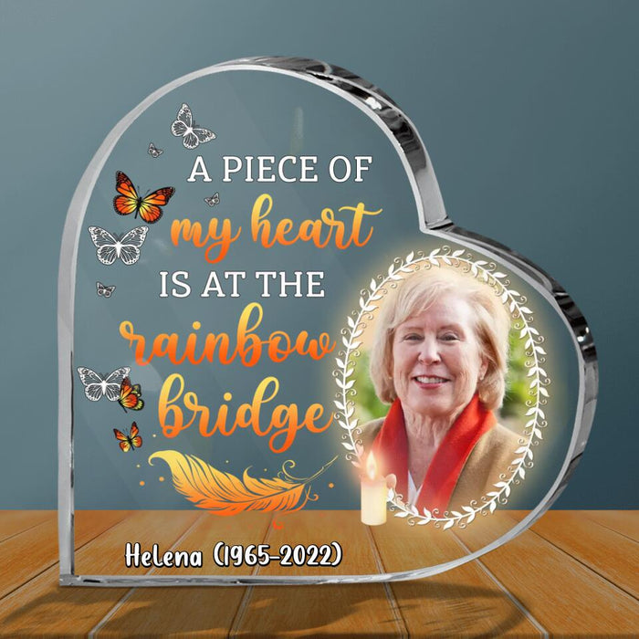 Personalized Mom Photo Acrylic Plaque - Memorial Gift Idea - A Piece Of My Heart Is At The Rainbow Bridge