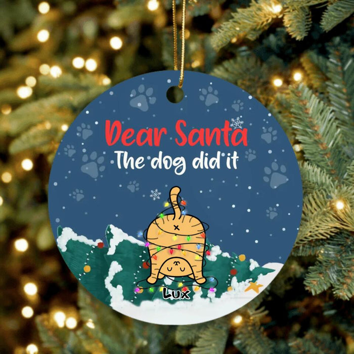 Personalized Cat Butt Circle Ornament - Gift Idea For Christmas/Cat Lover with up to 5 Cats - Dear Santa The Dog Did It