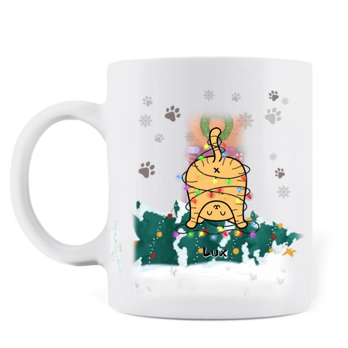 Personalized Cat Butt Coffee Mug - Gift Idea For Christmas/Cat Lover with up to 5 Cats - Dear Santa The Dog Did It