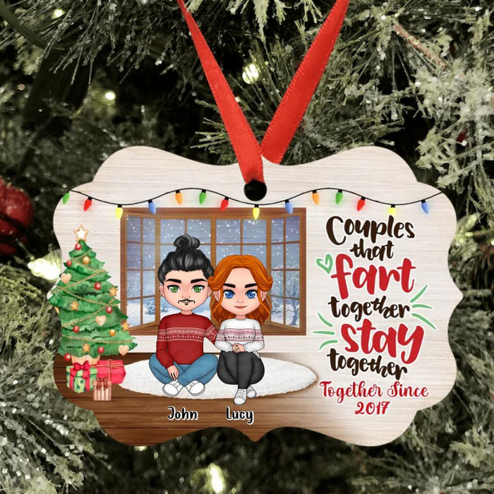 Personalized Christmas Couple Ornament - Christmas Gift Idea For Couple - Couples That Fart Together Stay Together