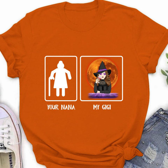 Personalized Halloween Unisex T-shirt/Long Sleeve/Sweatshirt - Gift Idea For Grandma/Grandma/Mom/Gigi