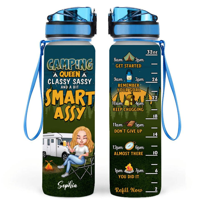 Personalized Camping Queen Water Tracker Bottle - Gift Idea For Camping Lover - Camping Queen Classy Sassy And A Bit Smart Assy