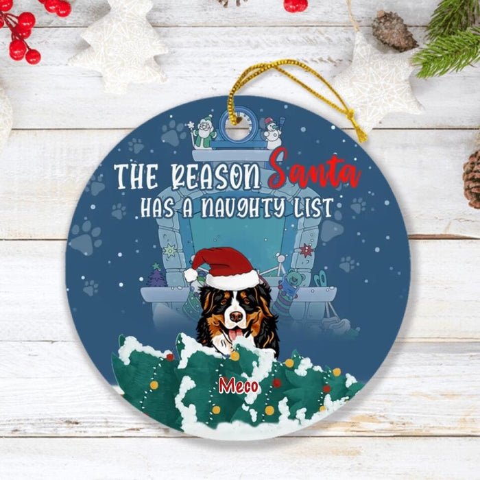 Personalized Christmas Naughty Pets Ornament - Up to 5 Dogs/Cats - Christmas Gift For Dog/Cat Lovers - The Reason Santa Has A Naughty List