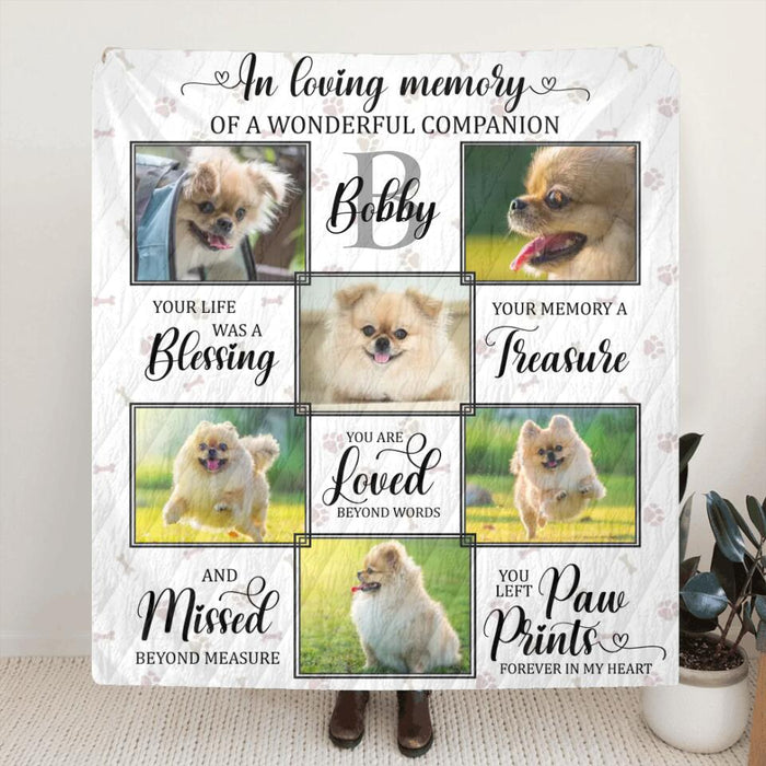 Personalized Dog Memorial Photo Fleece Throw Blanket/Quilt - Memorial Gift Idea For Dog Owner - Your Life Was A Blessing