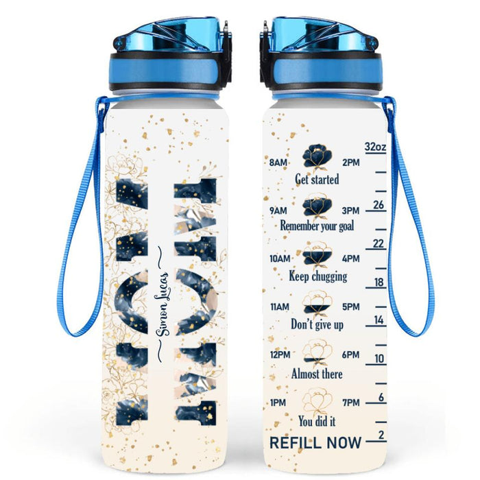 Personalized Floral Mom Tracker Bottle - Up to 5 Kids - Gift Idea For Mother's Day