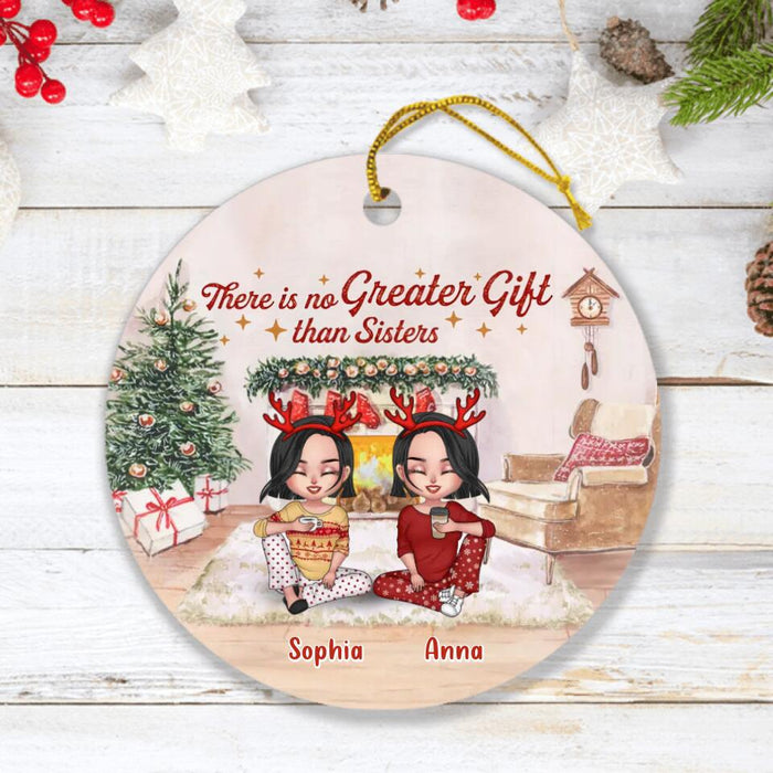 Personalized Christmas Circle Ornament - Gift Idea For Christmas/Sisters/Brothers with up to 4 People - There Is No Greater Gift Than Sisters