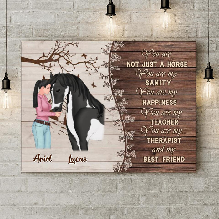 Personalized Horse Girl Horizontal Canvas - Gift Idea For Horse Lovers - Up To 5 Horses - You Are Not Just A Horse, You Are My Sanity