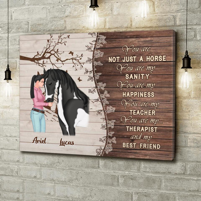 Personalized Horse Girl Horizontal Canvas - Gift Idea For Horse Lovers - Up To 5 Horses - You Are Not Just A Horse, You Are My Sanity