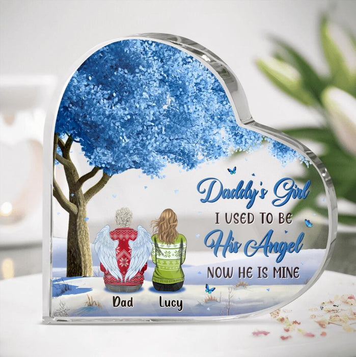Personalized Memorial Dad Acrylic Plaque - Memorial Gift Idea For The Loss Of Father - I Used To Be His Angel, Now He Is Mine
