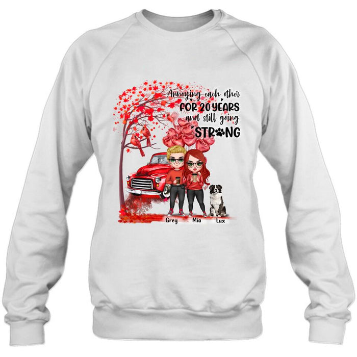 Personalized Valentine Couple & Dog Shirt/Pullover Hoodie - Valentine's Day Gift Idea For Couple - Annoying Each Other For 20 Years And Still Going Strong