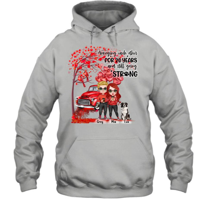 Personalized Valentine Couple & Dog Shirt/Pullover Hoodie - Valentine's Day Gift Idea For Couple - Annoying Each Other For 20 Years And Still Going Strong