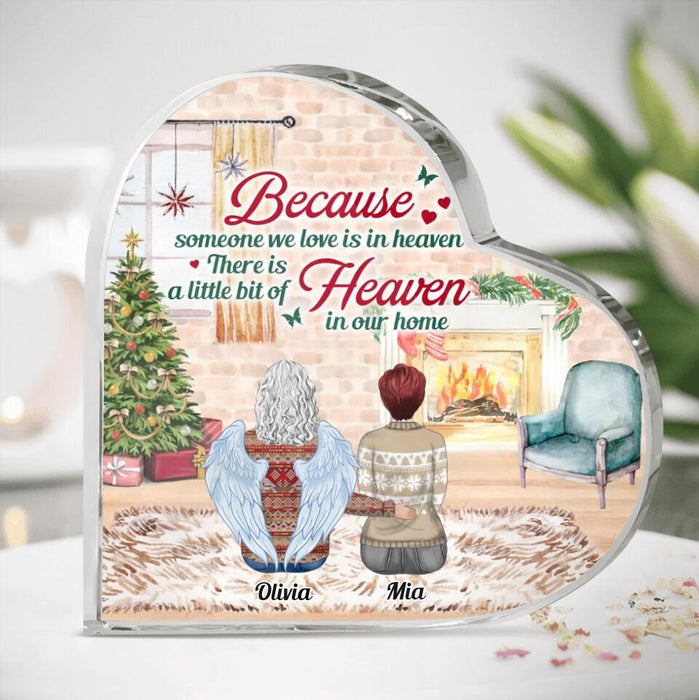 Personalized Memorial Family Crystal Heart - Memorial Gift Idea For Family Member - Up to 10 People - Parents And Children - Because Someone We Love Is In Heaven