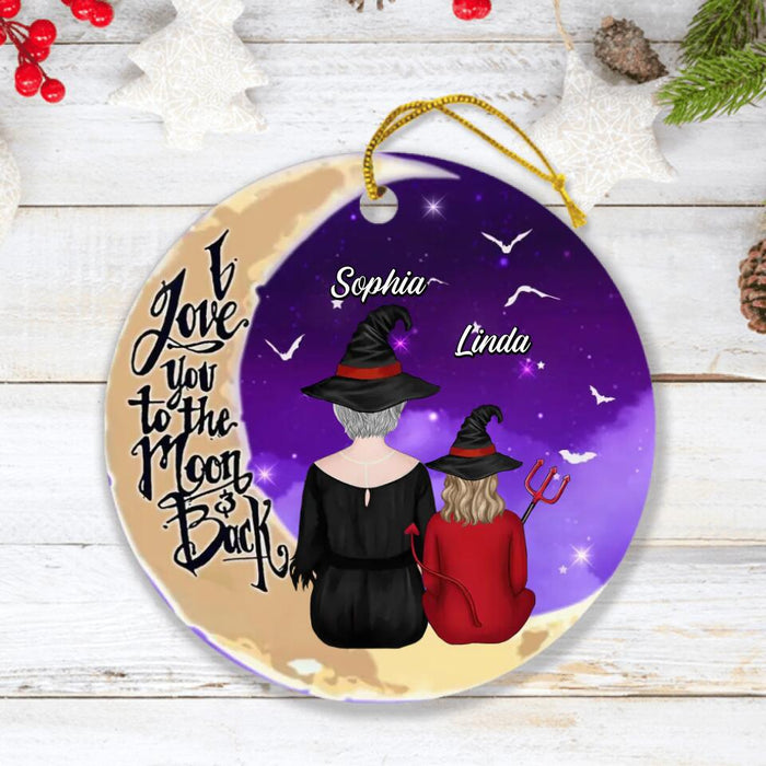 Personalized Grandma Circle Ornament - Halloween Gift Idea For Grandma/Grandkid - I Love You To The Moon And Back