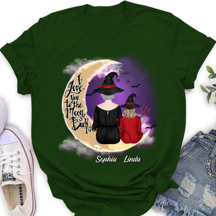 Personalized Grandma Shirt/Hoodie - Halloween Gift Idea For Grandma/Grandkid - I Love You To The Moon And Back