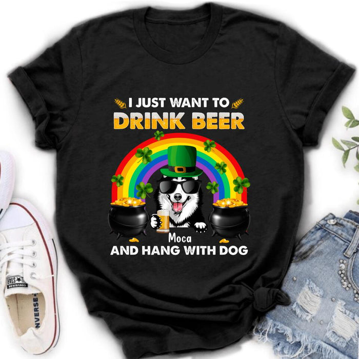 Personalized Dog Shirt/Pullover Hoodie - Up to 3 Dogs - St. Patrick's Day Gift Idea For Dog Lover - I Only Drink Beer 3 Days A Week
