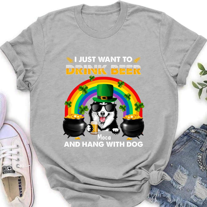 Personalized Dog Shirt/Pullover Hoodie - Up to 3 Dogs - St. Patrick's Day Gift Idea For Dog Lover - I Only Drink Beer 3 Days A Week
