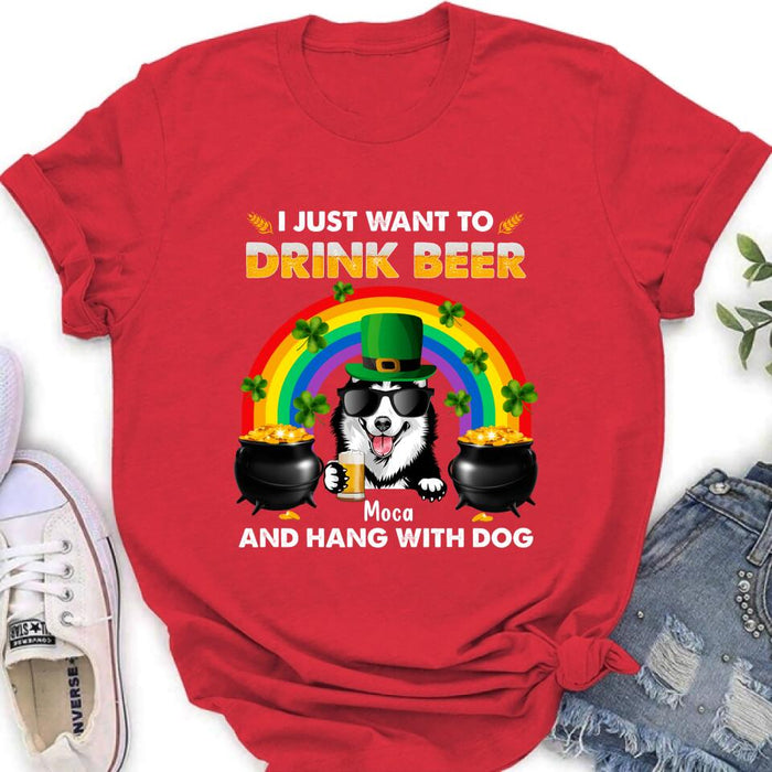 Personalized Dog Shirt/Pullover Hoodie - Up to 3 Dogs - St. Patrick's Day Gift Idea For Dog Lover - I Only Drink Beer 3 Days A Week