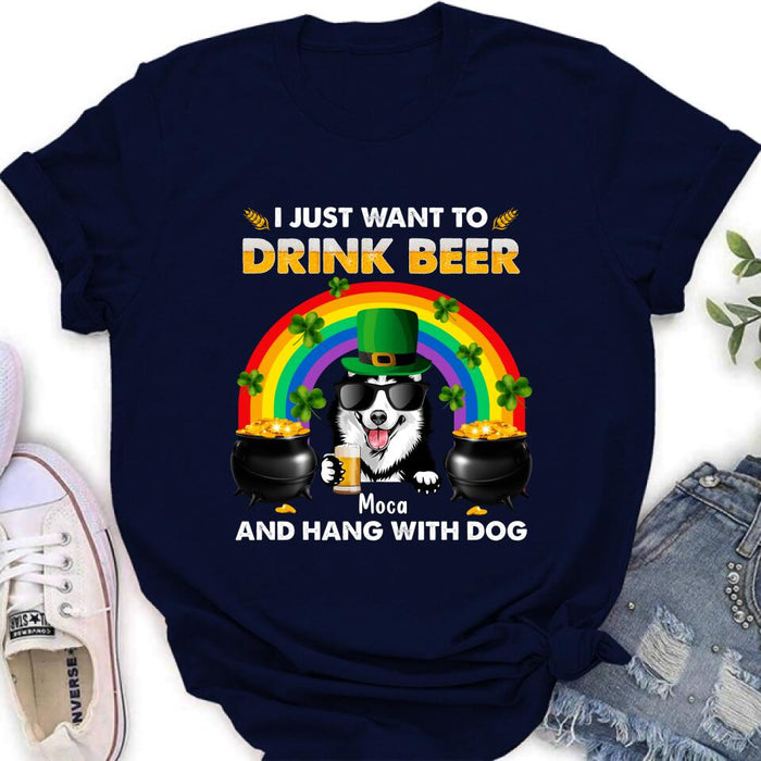 Personalized Dog Shirt/Pullover Hoodie - Up to 3 Dogs - St. Patrick's Day Gift Idea For Dog Lover - I Only Drink Beer 3 Days A Week