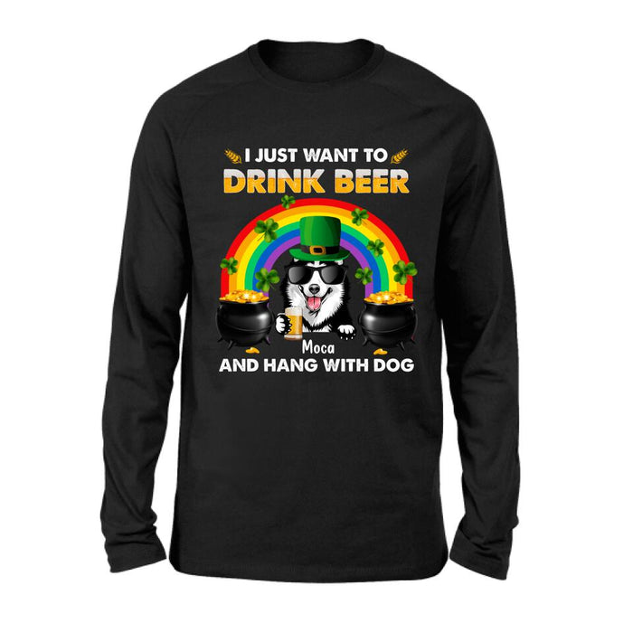Personalized Dog Shirt/Pullover Hoodie - Up to 3 Dogs - St. Patrick's Day Gift Idea For Dog Lover - I Only Drink Beer 3 Days A Week