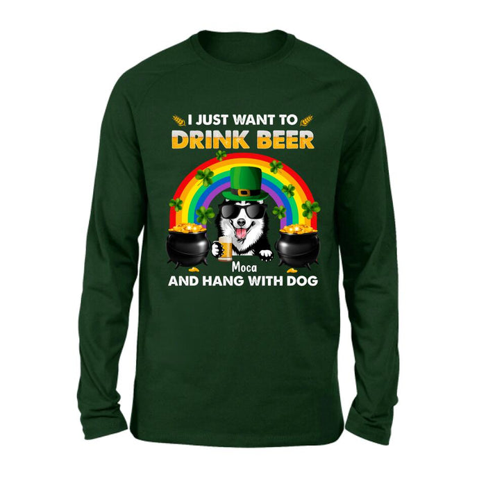 Personalized Dog Shirt/Pullover Hoodie - Up to 3 Dogs - St. Patrick's Day Gift Idea For Dog Lover - I Only Drink Beer 3 Days A Week