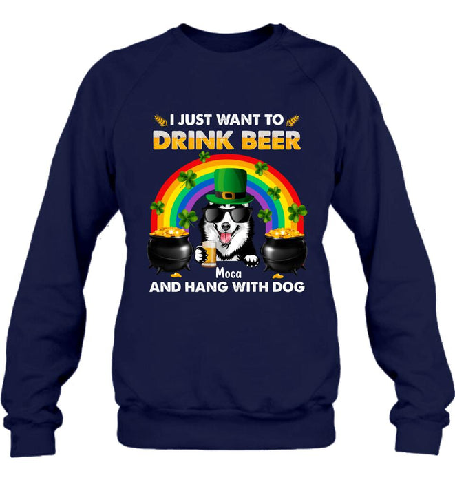 Personalized Dog Shirt/Pullover Hoodie - Up to 3 Dogs - St. Patrick's Day Gift Idea For Dog Lover - I Only Drink Beer 3 Days A Week