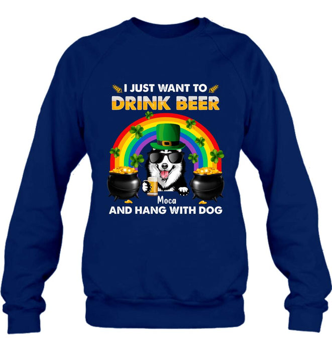 Personalized Dog Shirt/Pullover Hoodie - Up to 3 Dogs - St. Patrick's Day Gift Idea For Dog Lover - I Only Drink Beer 3 Days A Week