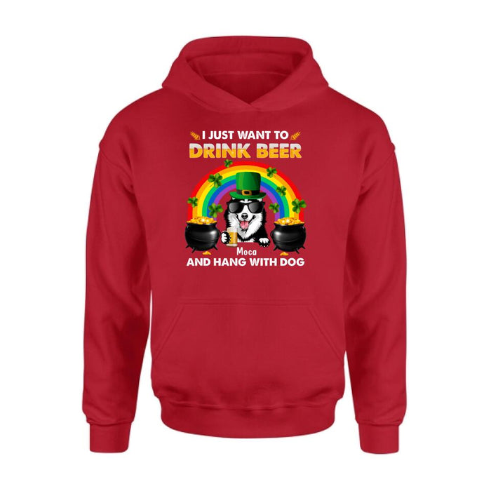 Personalized Dog Shirt/Pullover Hoodie - Up to 3 Dogs - St. Patrick's Day Gift Idea For Dog Lover - I Only Drink Beer 3 Days A Week