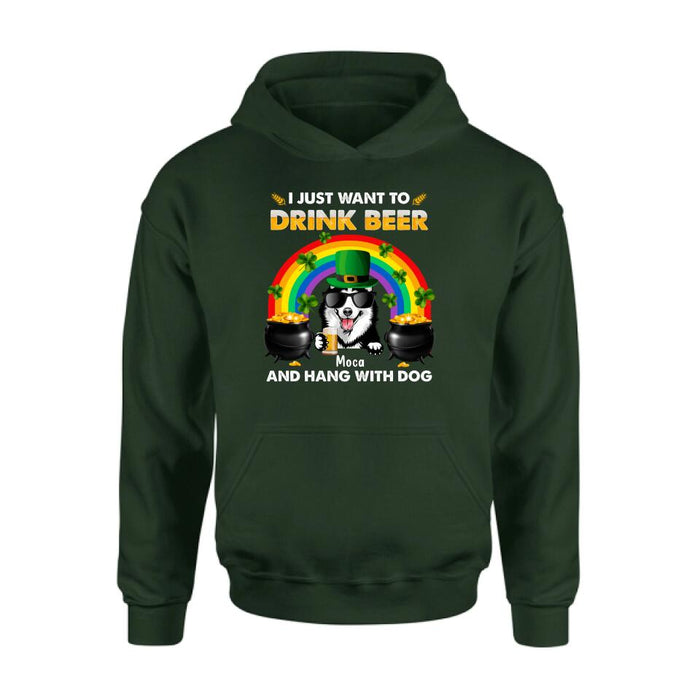 Personalized Dog Shirt/Pullover Hoodie - Up to 3 Dogs - St. Patrick's Day Gift Idea For Dog Lover - I Only Drink Beer 3 Days A Week