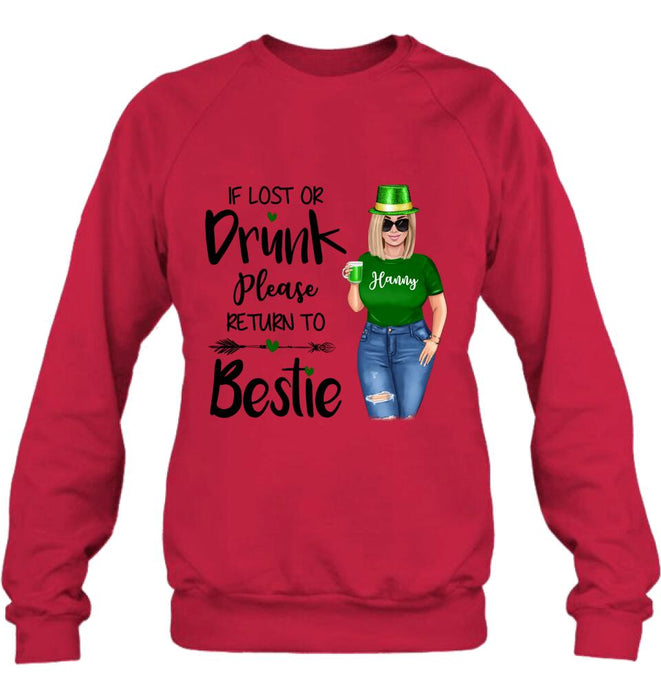 Personalized St Patrick's Day Shirt/Pullover Hoodie/Sweatshirt/Long Sleeve - Gift Idea For St Patrick's Day - If Lost Or Drunk  Please Return To Bestie
