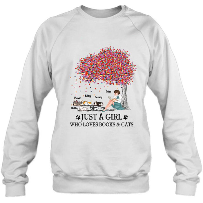 Personalized Reading Girl Shirt/Pullover Hoodie - Up to 5 Pets - Gift Idea For Book/Dog/Cat Lover - Just A Girl Who Loves Book