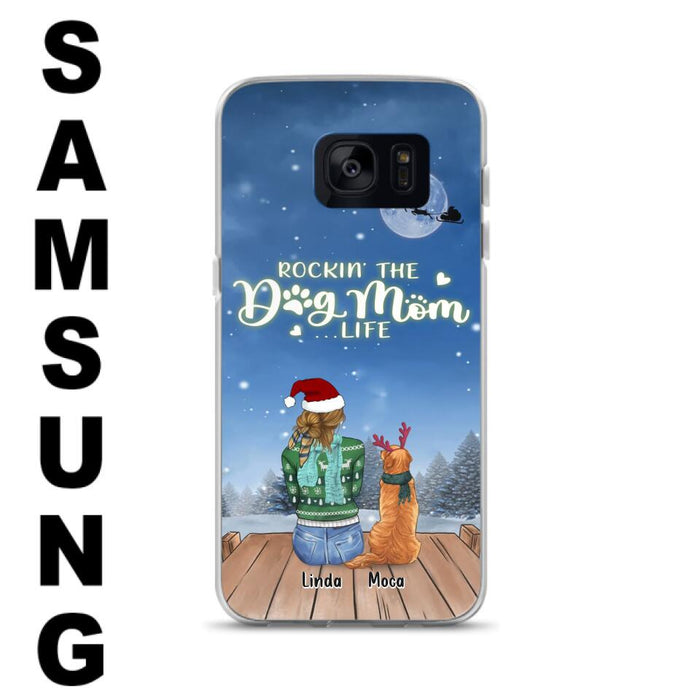 Personalized Christmas Dog Mom Phone Case - Up to 5 Dogs - Gift Idea For Dog Lover/Dog Mom - Rockin' The Dog Mom Life - Case For iPhone And Samsung