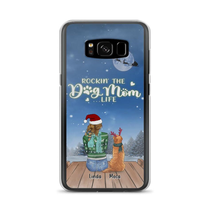 Personalized Christmas Dog Mom Phone Case - Up to 5 Dogs - Gift Idea For Dog Lover/Dog Mom - Rockin' The Dog Mom Life - Case For iPhone And Samsung