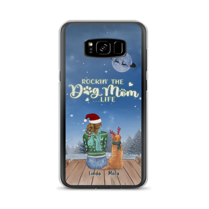 Personalized Christmas Dog Mom Phone Case - Up to 5 Dogs - Gift Idea For Dog Lover/Dog Mom - Rockin' The Dog Mom Life - Case For iPhone And Samsung