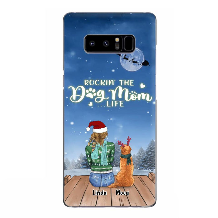 Personalized Christmas Dog Mom Phone Case - Up to 5 Dogs - Gift Idea For Dog Lover/Dog Mom - Rockin' The Dog Mom Life - Case For iPhone And Samsung