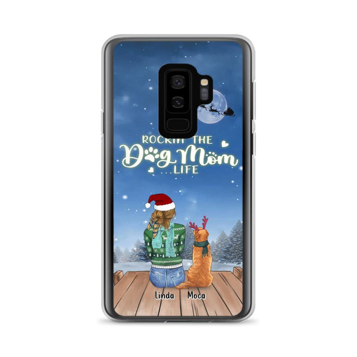 Personalized Christmas Dog Mom Phone Case - Up to 5 Dogs - Gift Idea For Dog Lover/Dog Mom - Rockin' The Dog Mom Life - Case For iPhone And Samsung