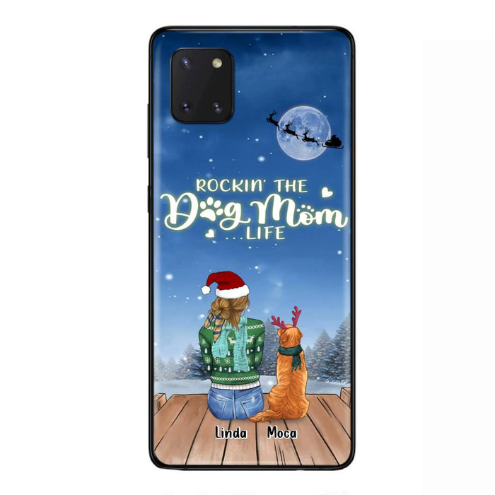 Personalized Christmas Dog Mom Phone Case - Up to 5 Dogs - Gift Idea For Dog Lover/Dog Mom - Rockin' The Dog Mom Life - Case For iPhone And Samsung