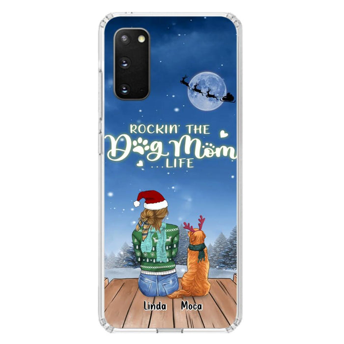Personalized Christmas Dog Mom Phone Case - Up to 5 Dogs - Gift Idea For Dog Lover/Dog Mom - Rockin' The Dog Mom Life - Case For iPhone And Samsung